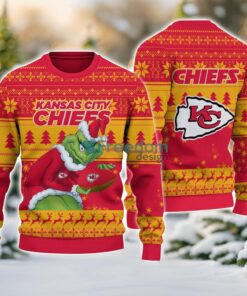 Kansas City Chiefs Grinch Ugly Christmas Sweater With Team Logo 3D Printed Christmas Sweater Gift