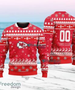 Kansas City Chiefs Merry Christmas Ugly Sweater New Designs Gift For Fans Custom Name And Number