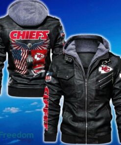 Kansas City Chiefs NFL Eagle 2D Leather Jacket Black And Brown Color