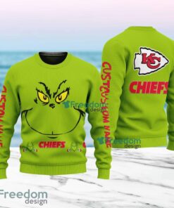 Kansas City Chiefs NFL Ginch Face Funny Custom Name Ugly Sweater Merry Chistmas Gift For Fans
