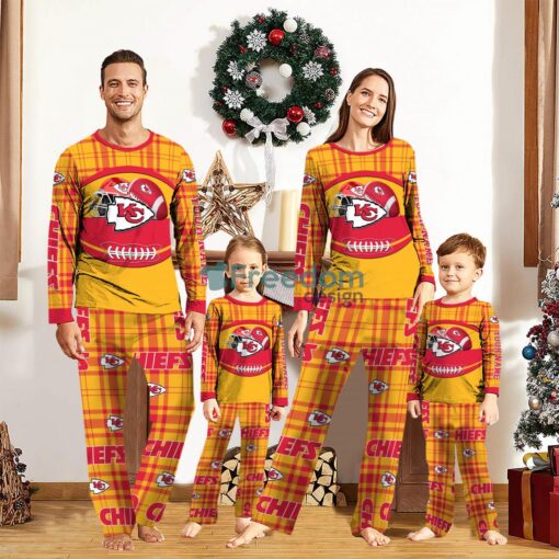 Kansas City Chiefs Pajamas Set Gift For Family Custom Name Football Team Christmas Holiday Gift Product Photo 1