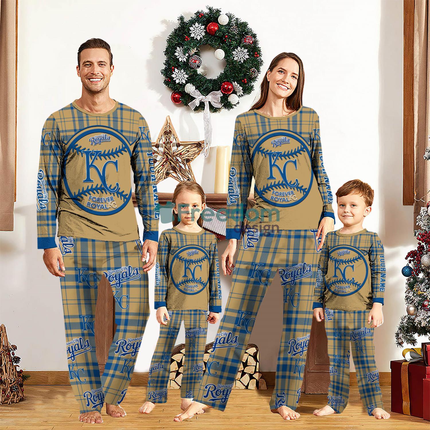Kansas City Royals Custom Name Pajamas Set For Family Sport Team Pajamas Christmas Gift image Kansas City Royals Custom Name Pajamas Set For Family Sport Team Pajamas Christmas Gift Product Photo 1