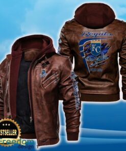 Kansas City Royals Leather Jacket Black And Brown Color For Men And Women Gift Fans All OVer Print Gift Fans - Kansas City Royals Leather Jacket_2