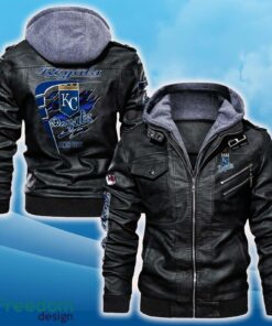 Kansas City Royals Leather Jacket Black And Brown Color For Men And Women Gift Fans All OVer Print Gift Fans