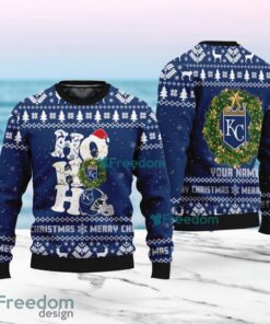 Kansas City Royals MLB Custom Name Christmas Wreath Ugly Sweater Christmas For Fans