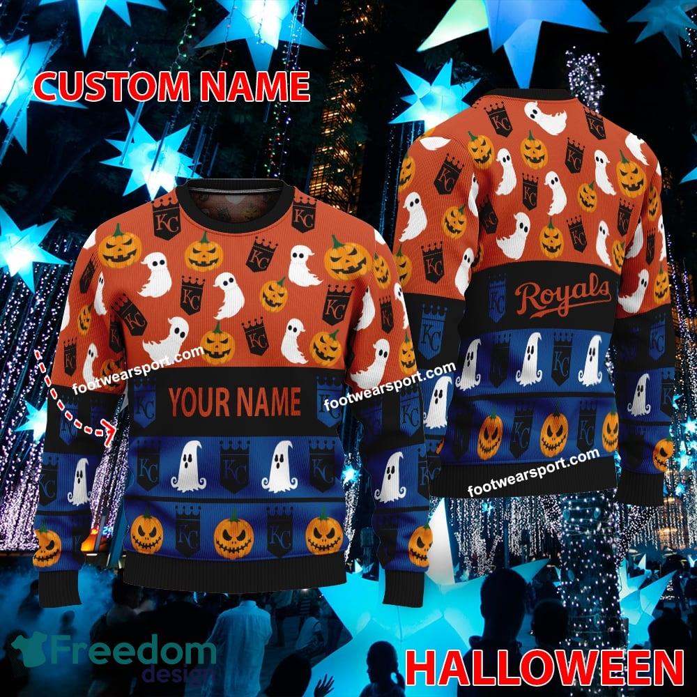 Kansas City Royals Personalized Halloween Ugly Christmas Sweater Gift For Men And Women image Kansas City Royals Personalized Halloween Ugly Christmas Sweater Gift For Men And Women - Kansas City Royals Personalized Halloween Ugly Christmas Sweater Gift For Men And Women