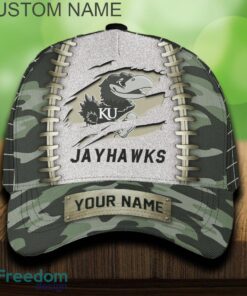 Kansas Jayhawks 3D Hat And Cap Beach Design Camo Green For Fans Gift Custom Name