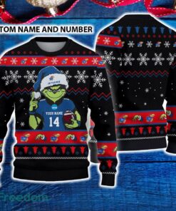 Kansas Jayhawks 3D Ugly Christmas Sweater Grinch Funny Custom Number And Name