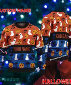 Kansas Jayhawks Personalized Logo Pattern Ugly Christmas 3D Sweater Gift For Adult