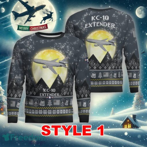 KC-10 Extender KC10 Aircraft Moonlight Multi Color Ugly Christmas 3D Sweater Gift For Adult - KC-10 Extender KC10 Aircraft Moonlight Ugly Christmas Sweater_1