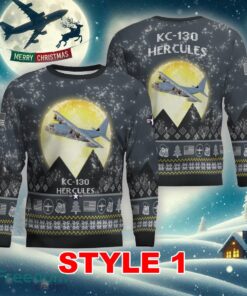 KC-130 Hercules KC130 Aircraft Moonlight Multi Color Knitted Christmas Sweater Gift For Men And Women - KC-130 Hercules KC130 Aircraft Moonlight Ugly Christmas Sweater_1