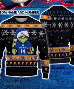 Kentucky Wildcats 3D Ugly Christmas Sweater Grinch Funny Custom Number And Name