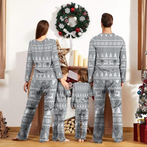 Las Vegas Raiders Custom Name Christmas Reindeer Pajamas Set Christmas Gifts For Family Pajamas Gift Product Photo 2