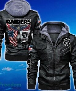 Las Vegas Raiders NFL Eagle 2D Leather Jacket Black And Brown Color