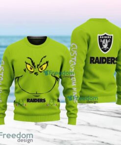 Las Vegas Raiders NFL Ginch Face Funny Custom Name Ugly Sweater Merry Chistmas Gift For Fans