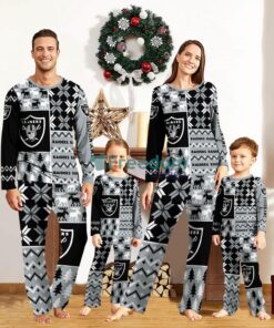 Las Vegas Raiders Pajamas Set Christmas snowflake pattern Cute Pajamas For Family Christmas Gift Ideas Custom Name