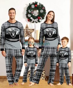 Las Vegas Raiders Pajamas Set Gift For Family Custom Name Football Team Christmas Holiday Gift Product Photo 1