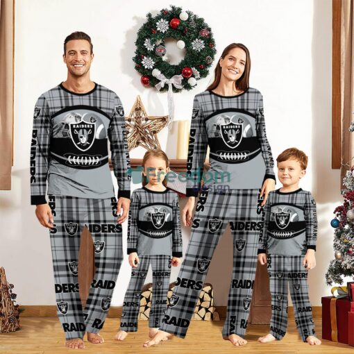 Las Vegas Raiders Pajamas Set Gift For Family Custom Name Football Team Christmas Holiday Gift Product Photo 1