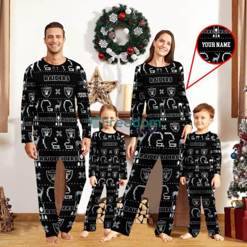 Las Vegas Raiders Sport Team Logo Pajamas Set Family Christmas Gift Custom Name Special Gift Product Photo 1