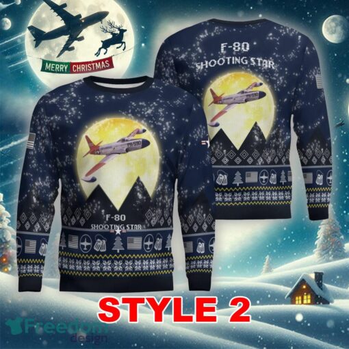 Lockheed P-80 Shooting Star P80 F80 Aircraft Moonlight Multi Color Ugly Christmas 3D Sweater Gift For Men And Women - Lockheed P-80 Shooting Star P80 F80 Aircraft Moonlight Ugly Christmas Sweater_11