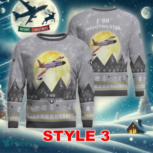 Lockheed P-80 Shooting Star P80 F80 Aircraft Moonlight Multi Color Ugly Christmas 3D Sweater Gift For Men And Women - Lockheed P-80 Shooting Star P80 F80 Aircraft Moonlight Ugly Christmas Sweater_21