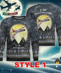 Lockheed P-80 Shooting Star P80 F80 Aircraft Moonlight Multi Color Ugly Christmas 3D Sweater Gift For Men And Women - Lockheed P-80 Shooting Star P80 F80 Aircraft Moonlight Ugly Christmas Sweater_1