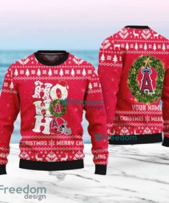 Los Angeles Angels MLB Custom Name Christmas Wreath Ugly Sweater Christmas For Fans