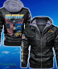 Los Angeles Chargers NFL Eagle 2D Leather Jacket Black And Brown Color