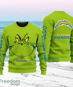 Los Angeles Chargers NFL Ginch Face Funny Custom Name Ugly Sweater Merry Chistmas Gift For Fans