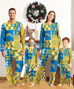 Los Angeles Chargers Pajamas Set Christmas snowflake pattern Cute Pajamas For Family Christmas Gift Ideas Custom Name