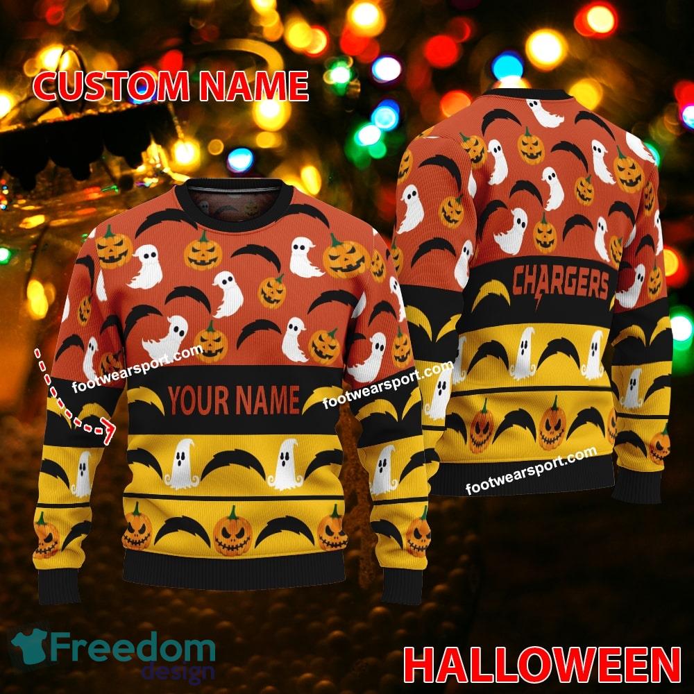 Los Angeles Chargers Personalized Halloween Knitted Christmas Sweater For Fans image Los Angeles Chargers Personalized Halloween Knitted Christmas Sweater For Fans - Los Angeles Chargers Personalized Halloween Knitted Christmas Sweater For Fans