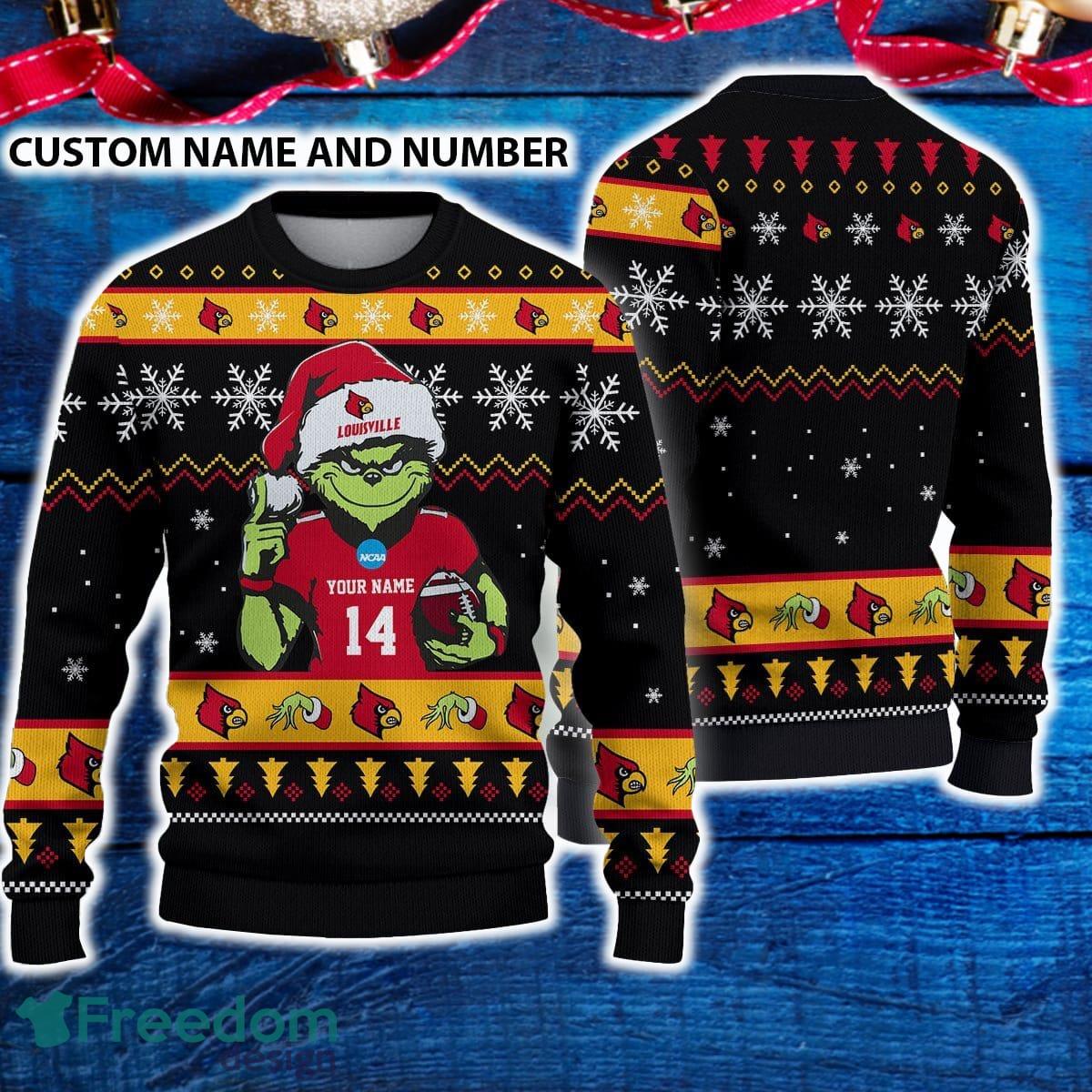 Louisville Cardinals 3D Ugly Christmas Sweater Grinch Funny Custom Number And Name image Louisville Cardinals 3D Ugly Christmas Sweater Grinch Funny Custom Number And Name - Louisville Cardinals 3D Ugly Christmas Sweater Grinch Funny Custom Number And Name
