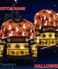 Marquette Golden Eagles Custom Name Halloween Ugly Christmas Sweater AOP Gift For Men And Women