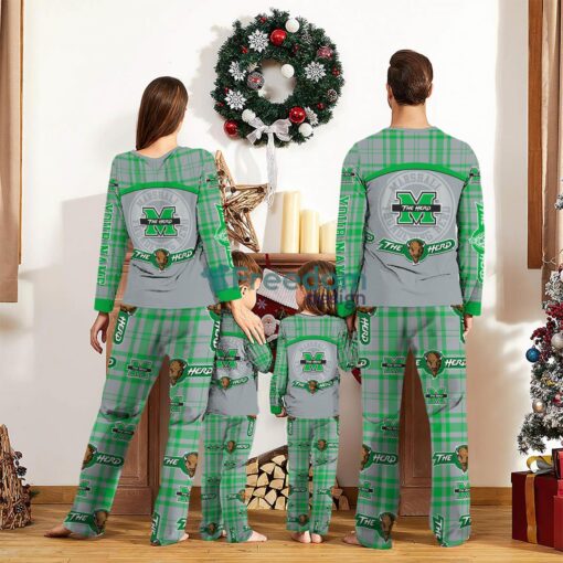 Marshall Thundering Herd Custom Name Pajamas Set For Family Sport Team Pajamas Christmas Gift Product Photo 2