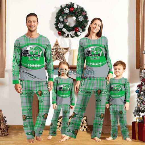 Marshall Thundering Herd Custom Name Pajamas Set For Family Sport Team Pajamas Christmas Gift Product Photo 1