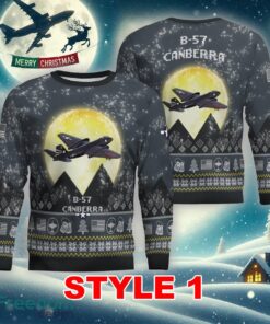 Martin B-57 Canberra B57 Aircraft Moonlight Multi Color Ugly Christmas Sweater Gift Holidays - Martin B-57 Canberra B57 Aircraft Moonlight Ugly Christmas Sweater_1