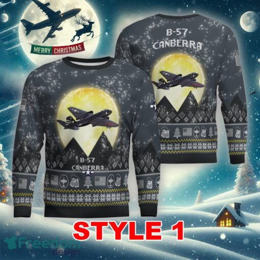 Martin B-57 Canberra B57 Aircraft Moonlight Multi Color Ugly Christmas Sweater Gift Holidays - Martin B-57 Canberra B57 Aircraft Moonlight Ugly Christmas Sweater_1