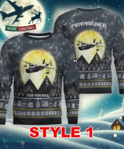 Martin PBM Mariner Aircraft Moonlight Multi Color Knitted Xmas Sweater Gift For Adult - Martin PBM Mariner Aircraft Moonlight Ugly Christmas Sweater_1