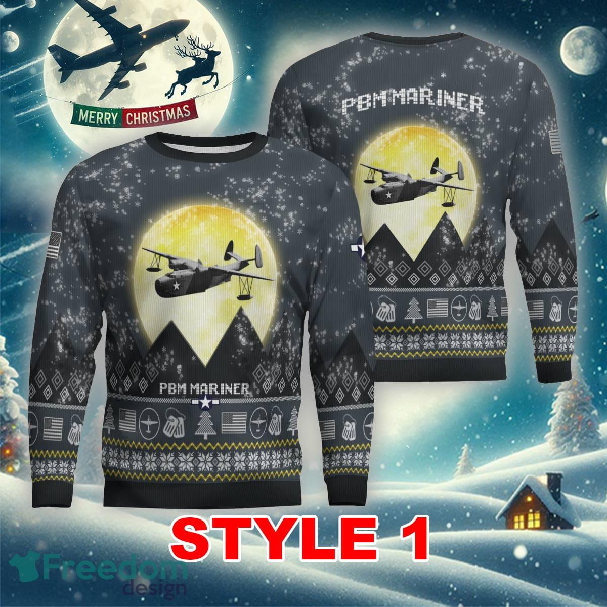 Martin PBM Mariner Aircraft Moonlight Multi Color Knitted Xmas Sweater Gift For Adult - Martin PBM Mariner Aircraft Moonlight Ugly Christmas Sweater_1