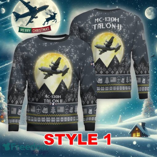 MC-130E Combat Talon MC130E Aircraft Moonlight Multi Color Ugly Christmas Sweater Gift For Men And Women - MC-130E Combat Talon MC130E Aircraft Moonlight Ugly Christmas Sweater_1