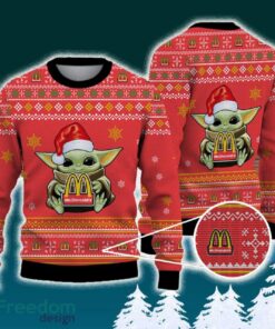 Mcdonald’s Baby Yoda Santa Hat Funny Brands Logo 3D Sweater For Men Women Fans Gift Christmas