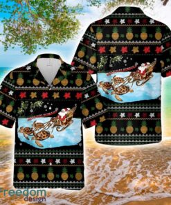 Mele Kalikimaka Turtle Sleigh Santa Claus Christmas Aloha 3D Hawaiian Shirt