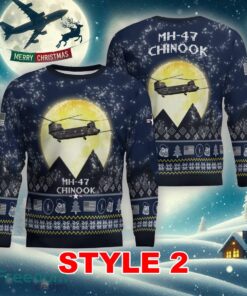 MH-47 Chinook MH47 Aircraft Moonlight Multi Color Ugly Christmas 3D Sweater Gift For Adult - MH-47 Chinook MH47 Aircraft Moonlight Ugly Christmas Sweater_11