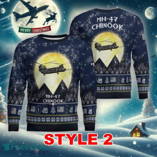 MH-47 Chinook MH47 Aircraft Moonlight Multi Color Ugly Christmas 3D Sweater Gift For Adult - MH-47 Chinook MH47 Aircraft Moonlight Ugly Christmas Sweater_11