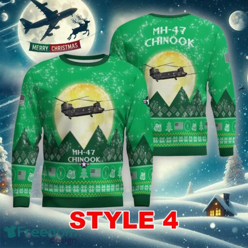 MH-47 Chinook MH47 Aircraft Moonlight Multi Color Ugly Christmas 3D Sweater Gift For Adult - MH-47 Chinook MH47 Aircraft Moonlight Ugly Christmas Sweater_26