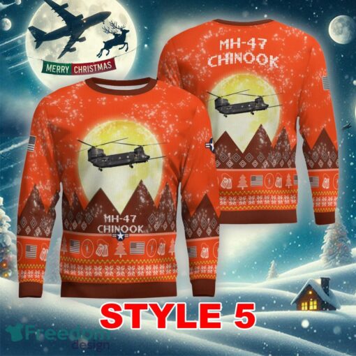 MH-47 Chinook MH47 Aircraft Moonlight Multi Color Ugly Christmas 3D Sweater Gift For Adult - MH-47 Chinook MH47 Aircraft Moonlight Ugly Christmas Sweater_41