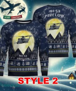 MH-53 Pave Low MH53 Aircraft Moonlight Multi Color Ugly Xmas Sweater Gift For Men And Women - MH-53 Pave Low MH53 Aircraft Moonlight Ugly Christmas Sweater_3