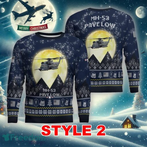 MH-53 Pave Low MH53 Aircraft Moonlight Multi Color Ugly Xmas Sweater Gift For Men And Women - MH-53 Pave Low MH53 Aircraft Moonlight Ugly Christmas Sweater_3