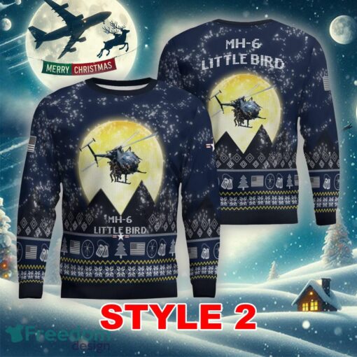 MH-6 Little Bird MH6 Aircraft Moonlight Multi Color Knitted Christmas Sweater AOP Gift Holidays - MH-6 Little Bird MH6 Aircraft Moonlight Ugly Christmas Sweater_11