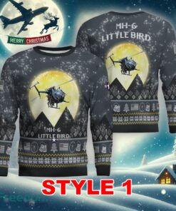 MH-6 Little Bird MH6 Aircraft Moonlight Multi Color Knitted Christmas Sweater AOP Gift Holidays - MH-6 Little Bird MH6 Aircraft Moonlight Ugly Christmas Sweater_1